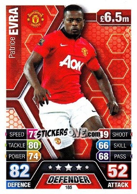 Sticker Patrice Evra - English Premier League 2013-2014. Match Attax n. 185 - Topps