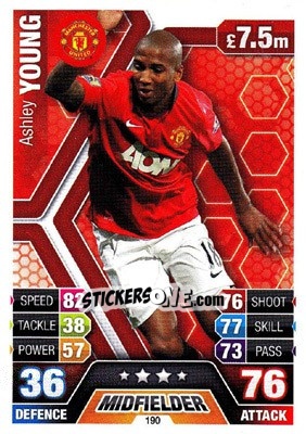 Sticker Ashley Young - English Premier League 2013-2014. Match Attax n. 190 - Topps