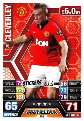 Sticker Tom Cleverley - English Premier League 2013-2014. Match Attax n. 192 - Topps