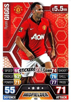 Sticker Ryan Giggs - English Premier League 2013-2014. Match Attax n. 193 - Topps