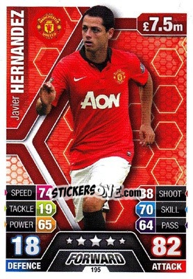 Sticker Javier Hernandez - English Premier League 2013-2014. Match Attax n. 195 - Topps