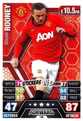 Sticker Wayne Rooney - English Premier League 2013-2014. Match Attax n. 196 - Topps