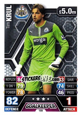 Sticker Tim Krul - English Premier League 2013-2014. Match Attax n. 199 - Topps
