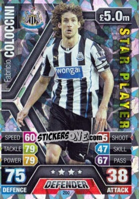 Sticker Fabricio Coloccini - English Premier League 2013-2014. Match Attax n. 200 - Topps