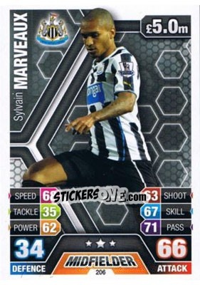 Cromo Sylvain Marveaux - English Premier League 2013-2014. Match Attax n. 206 - Topps