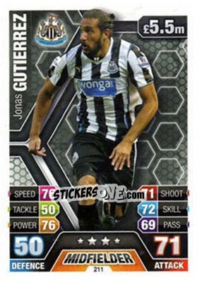 Sticker Jonas Gutierrez - English Premier League 2013-2014. Match Attax n. 211 - Topps