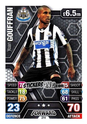 Sticker Yoan Gouffran - English Premier League 2013-2014. Match Attax n. 214 - Topps