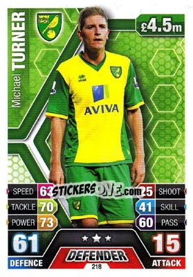 Sticker Michael Turner - English Premier League 2013-2014. Match Attax n. 218 - Topps