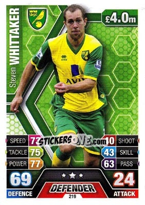 Sticker Steven Whittaker - English Premier League 2013-2014. Match Attax - Topps