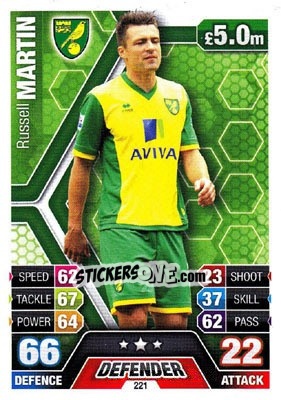 Sticker Russell Martin - English Premier League 2013-2014. Match Attax n. 221 - Topps