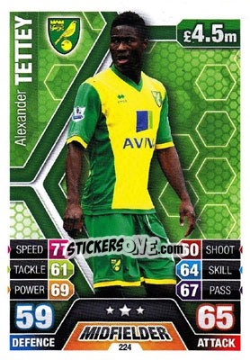 Sticker Alexander Tettey - English Premier League 2013-2014. Match Attax n. 224 - Topps