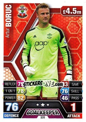 Sticker Artur Boruc - English Premier League 2013-2014. Match Attax n. 235 - Topps