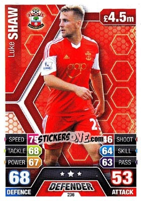Sticker Luke Shaw - English Premier League 2013-2014. Match Attax n. 236 - Topps