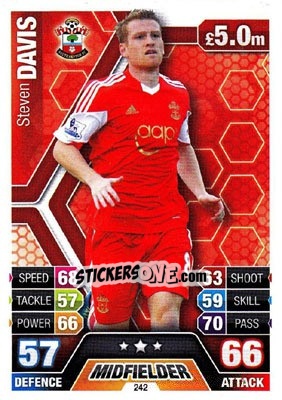 Sticker Steven Davis - English Premier League 2013-2014. Match Attax n. 242 - Topps
