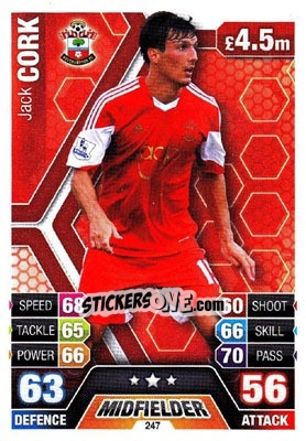 Cromo Jack Cork - English Premier League 2013-2014. Match Attax n. 247 - Topps