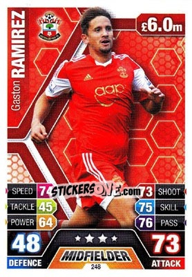 Sticker Gaston Ramirez - English Premier League 2013-2014. Match Attax n. 248 - Topps