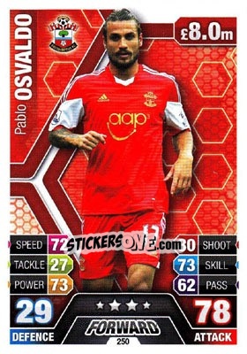 Sticker Pablo Osvaldo - English Premier League 2013-2014. Match Attax n. 250 - Topps