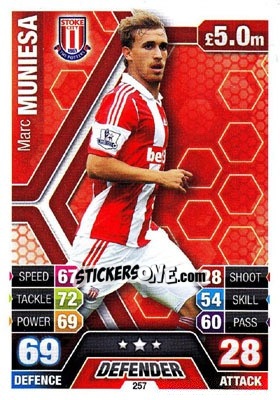 Sticker Marc Muniesa - English Premier League 2013-2014. Match Attax n. 257 - Topps