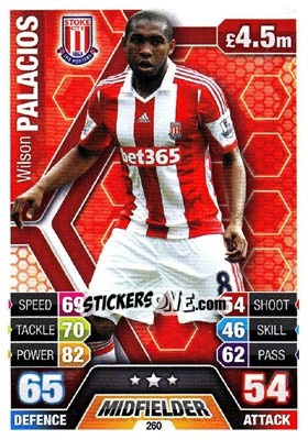 Sticker Wilson Palacios - English Premier League 2013-2014. Match Attax n. 260 - Topps