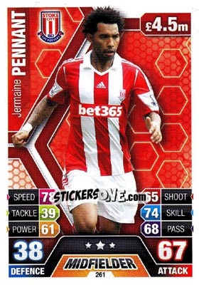 Sticker Jermaine Pennant - English Premier League 2013-2014. Match Attax n. 261 - Topps