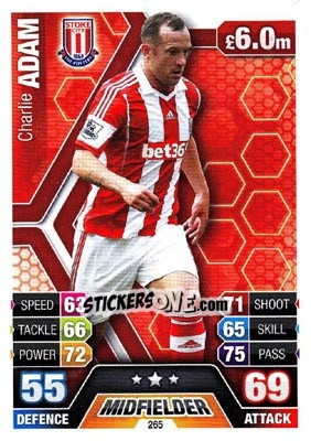 Sticker Charlie Adam - English Premier League 2013-2014. Match Attax n. 265 - Topps