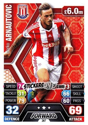 Sticker Marko Arnautovic - English Premier League 2013-2014. Match Attax n. 267 - Topps
