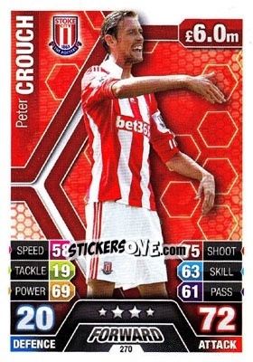 Sticker Peter Crouch - English Premier League 2013-2014. Match Attax n. 270 - Topps