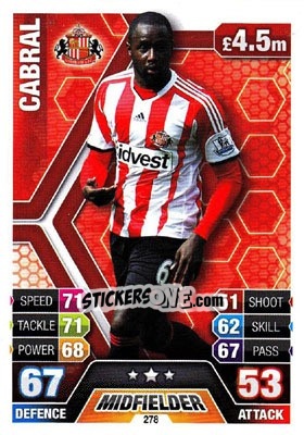 Sticker Cabral - English Premier League 2013-2014. Match Attax n. 278 - Topps