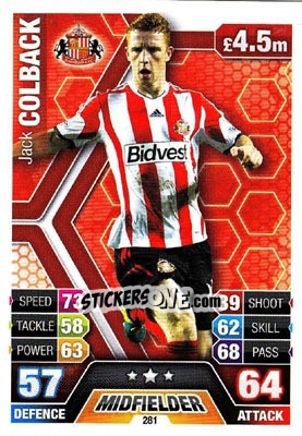 Sticker Jack Colback - English Premier League 2013-2014. Match Attax n. 281 - Topps