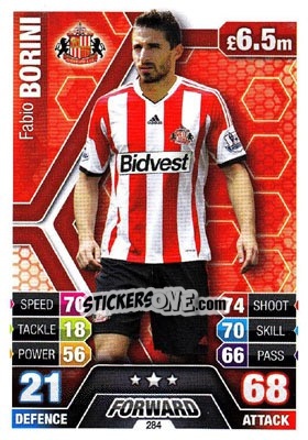 Sticker Fabio Borini - English Premier League 2013-2014. Match Attax n. 284 - Topps