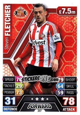 Sticker Steven Fletcher - English Premier League 2013-2014. Match Attax n. 287 - Topps