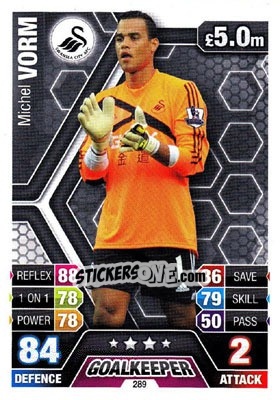 Sticker Michel Vorm - English Premier League 2013-2014. Match Attax n. 289 - Topps