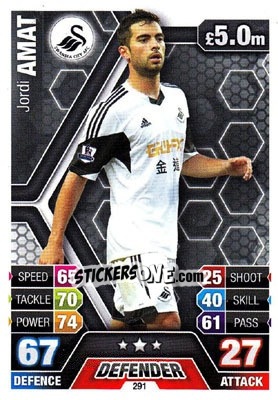 Cromo Jordi Amat - English Premier League 2013-2014. Match Attax n. 291 - Topps