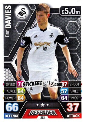 Sticker Ben Davies - English Premier League 2013-2014. Match Attax n. 292 - Topps