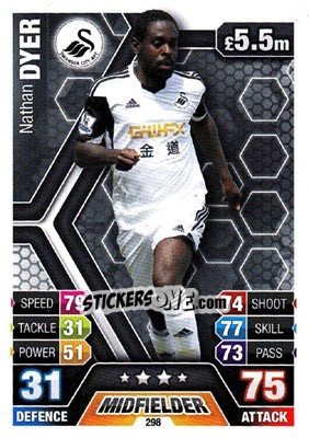 Sticker Nathan Dyer - English Premier League 2013-2014. Match Attax n. 298 - Topps