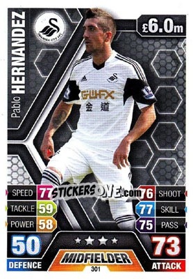 Sticker Pablo Hernandez - English Premier League 2013-2014. Match Attax n. 301 - Topps
