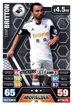 Sticker Leon Britton - English Premier League 2013-2014. Match Attax n. 305 - Topps