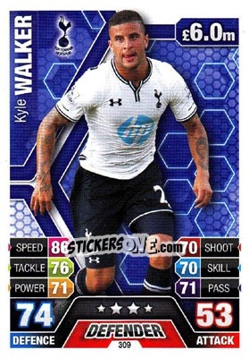 Sticker Kyle Walker - English Premier League 2013-2014. Match Attax n. 309 - Topps