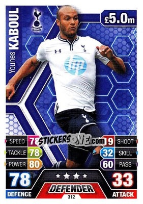 Figurina Younes Kaboul - English Premier League 2013-2014. Match Attax n. 312 - Topps