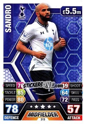 Cromo Sandro - English Premier League 2013-2014. Match Attax n. 315 - Topps