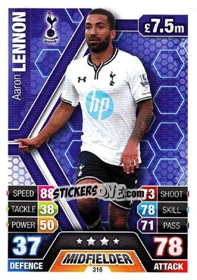Sticker Aaron Lennon - English Premier League 2013-2014. Match Attax n. 316 - Topps