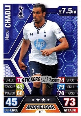 Cromo Nacer Chadli - English Premier League 2013-2014. Match Attax - Topps