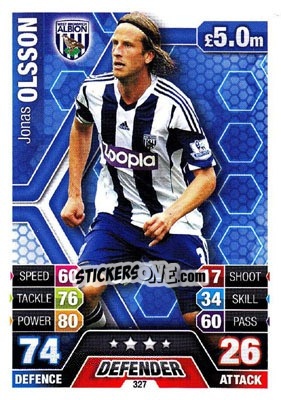Sticker Jonas Olsson - English Premier League 2013-2014. Match Attax n. 327 - Topps