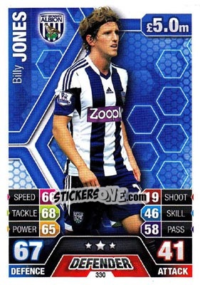 Sticker Billy Jones - English Premier League 2013-2014. Match Attax n. 330 - Topps