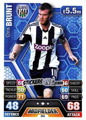 Sticker Chris Brunt - English Premier League 2013-2014. Match Attax n. 334 - Topps