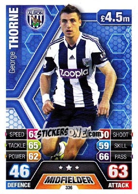 Cromo George Thorne - English Premier League 2013-2014. Match Attax n. 336 - Topps