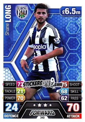 Sticker Shane Long - English Premier League 2013-2014. Match Attax n. 340 - Topps