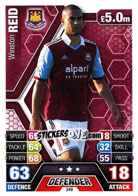 Sticker Winston Reid - English Premier League 2013-2014. Match Attax n. 349 - Topps