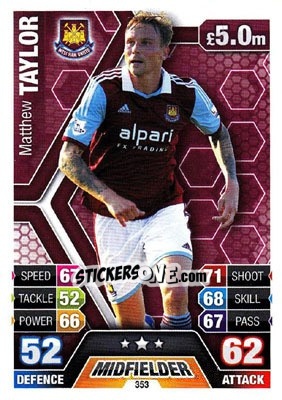 Sticker Matthew Taylor - English Premier League 2013-2014. Match Attax n. 353 - Topps