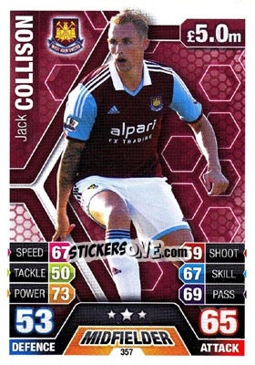 Sticker Jack Collison - English Premier League 2013-2014. Match Attax n. 357 - Topps
